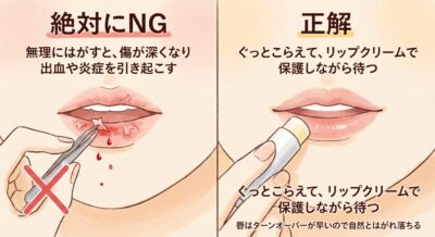 唇の荒れへの対処法：皮を無理に剥がすのはNG、リップクリームで保護して待つのが正解